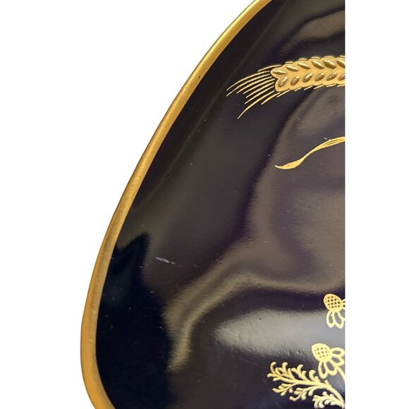Vintage Alka Bavaria Amber Fine Kobalt Gold Wheat Decorative Ceramic Dish - Picture 5 of 5